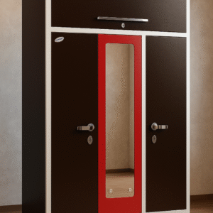 Everking Red Trim Triple Door Almirah
